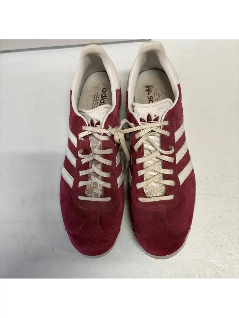 Adidas Gazelle Burgundy Suede Mens Size 13 Maroon White B41645 Low Top Sneakers